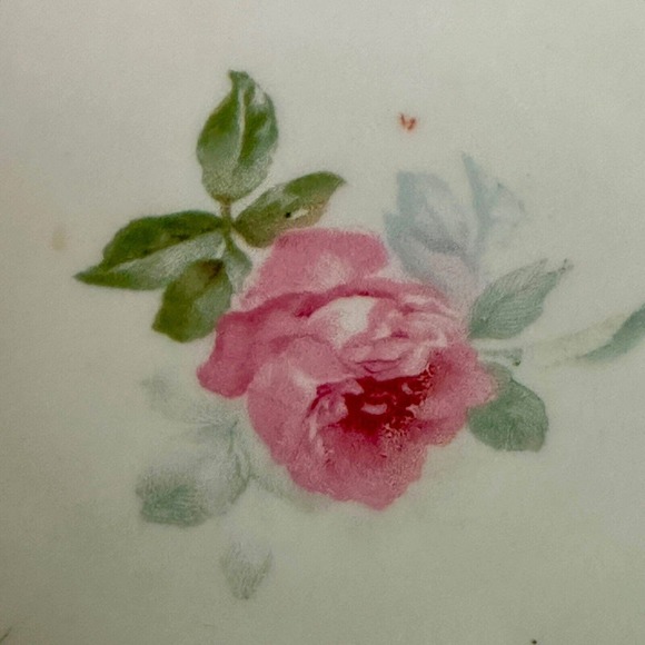 R S PRUSSIA ANTIQUE PORCELAIN ROSES JEWELRY CANDY DISH GOLD GREEN HAND PAINTED - Picture 12 of 15